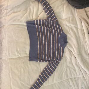 Periwinkle Striped Cropped Mock Turtleneck